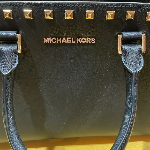 Michael Kors Studded Purse with Handles Leather Top Handle or Crossbody Selma - Picture 6 of 14